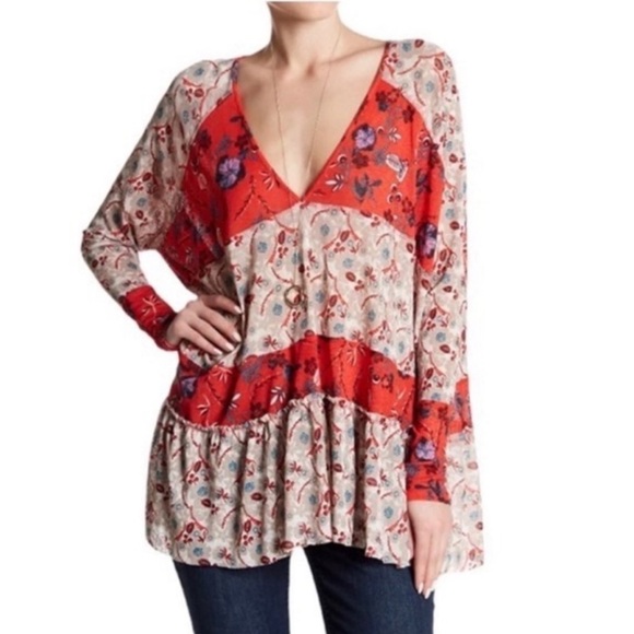 Free People Boho Long Sleeve Floral Blouse - Picture 6 of 10